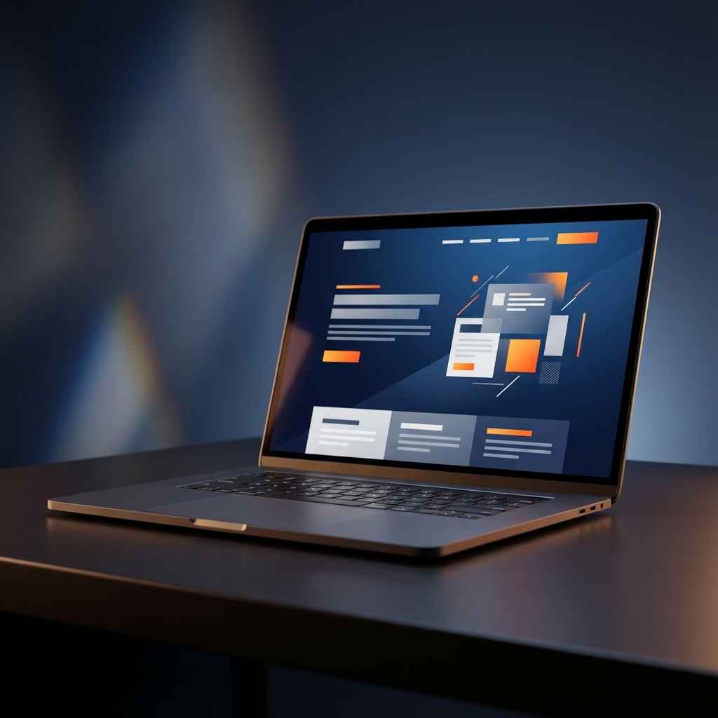 Generieke illustratie van een website-interface op een laptop
